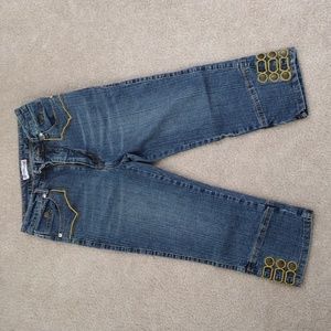 Capri Jeans with Gold Embellishments Fits Kids Size 14 or Women's Size 00 Short